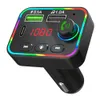 F4 Car Bluetooth Transmisor FM Manos libres Tarjeta TF Reproductor de MP3 PD Luz de fondo colorida Adaptador de radio inalámbrico Cargador USB