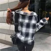 Chemise à carreaux Buffalo Femmes Crop Top Blouse à manches longues Bouton Up Automne Tops Vêtements de mode coréenne 210427