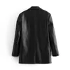 Za Elegant Black PU Blazer Kobiety Casual Z Długim Rękawem Pojedyncze Przycisk Biurowy Kostium Kurtka Zimowa Wiosna Ladies Koreański 211006