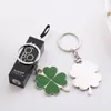 200pcs Party Favor Fashion Green Leaf Keychain Creative Beautiful Four Leaves Clover Metal Lucky Keyring Cute Portable Small Key Holder DHL