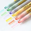 Markeerders 6 kleuren / doos unieke zichtbare tip pastel kleur markeerstift pen dual tips zacht voor schoolmarkering briefpapier hilchter