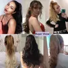 Claw Clip On Ponytail Extensions Lång Wavy Ombre Syntetisk Hårstycke Ponny Tail Fake Falsk Hårstycke För Kvinnor Flickor Rosa Lila