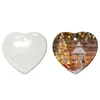 Juldekorationer Sublimation Blanks Personifierad prydnad Mode Hjärtformad Keramisk Xmas Pendants 20PCS HH21-658