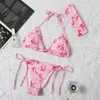 Yaz Bikini Yukarı Banyo Mikro Mayo 3 Parçalı Pembe Spor Giyim Sütyen Sıkı Elbise Bandage Üçgen Naylon Teen Beach Giyim Rompers3794272