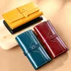 Fashion Luxury Long Clutch Genuine Leather Purse Anti Theft Business Card Holder Wallets
