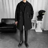 Hybskr herfst winter mannen wollen overjas Koreaanse stijl effen kleur lange dikker jassen mode mannelijke casual windjack 211122