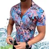 Plus Size XXXL 4XL Camisas Blusa Casual Camisas Verão Curto Confortável Hombre Tops para Homem Floral Imprimir Camisa