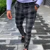 男性のためのCofekate Plaidパンツスリムフィットスキニービジネスズボンフォーマルズボン男性パンタロンデモンブレY0811