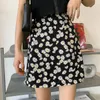 Юбки женщина 2022 Корейский стиль летняя юбка высокая талия цветочная цветочная фалда Сайя Лонг Maxi Vintage Vetement Ropa Mujer Одежда Black