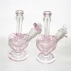 Bong en verre rose de 9 pouces avec coeur en verre bol à narguilé Shisha Beaker Dab Rig Smoking Water Pipe Filtre Bubbler W Ice Catcher