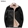 Mens Leather Jacket Coats 4XL Märke Högkvalitativ PU Ytterkläder Män Business Winter Faux Fur Jacka för män Polar JK19086 210518
