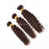 4 Brown Human Hair Weaves Chololate Brown Deep Curly Virgin Malaysian Hair 3Pcs Lot Brown Deep Wave Bundles2173324