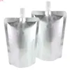 Eco Metallic Juice Packaging Bags Stand Up Alluminio Mylar Beccuccio Sacchetti 50pcs Conservazione del latte materno all'aperto con Funnelgoods