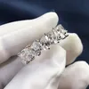 925 Sterling Silver Dropshaped Row Row Diamond Platinu Moissanite Engagement Band Rings for Women Gift1058588