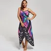 Wipalo femmes grande taille papillon Wrap couvrir robe aile plage grand 5XL décontracté dames Sarongs215d