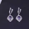 orecchini anello collana set viola zircone cubico set di gioielli color argento per le donne gioielli da sposa matrimonio / set di fidanzamento H1022