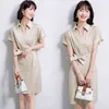 Elegant Korean style Clothing Fashion Patchwork Dresses Shirt Summer Vintage Loose Women's 882D 210420