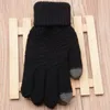 Treillis tricoté gant couleur unie antidérapant épaississement mitaines hiver chaud dame écran tactile laine gants femme 4 2dq G2