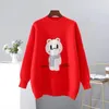 Women Oversized Cute Sweater and Pullovers Cartoon Bear s Casual Pull Jumpers White Tops sueter Mujer 210430