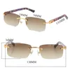 Wholesale Selling Marble Purple Plank Rimless Sunglasses Classic Metal Square Frame Simple leisure Mens Women Vintage Glasses 18K Gold UV400 Man Woman Frame Size:54