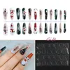 24pcsset false Nail with Design Christmas Halloween Halloween Snowflake Long Ballerina coffin fake fill cover full cover intips with glue ch195082681