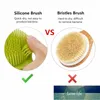 Brosse de douche double face en silicone à long manche, brosse de lavage de salle de bain, massage du dos, luffa, accessoires exfoliants pour le corps, prix d'usine, conception experte