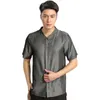 Summer Tang Suit Traditional vintage Style Men Tops short sleeve oriental costume blue grey white causual Asian ethnic clothing