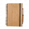 2021 Spiral Notebook Wood Bamboo Cover z piórem Student Notatniki Hurtownie School Supplies