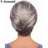 Mode courte argent gris Afro perruque droite synthétique BOB perruques cheveux naturels pour les femmes âgées aucune coiffure en dentelle en Stockfactory direct