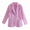 Mode solide décontracté mince femmes Blazer veste manteau été ample simple boutonnage doux Streetwear 210521