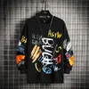 Men Casual Hoodie Sweatshirt Vintage Painted Style Hip Hop Creativity Autumn Streetwear 2021 Fashion Crewneck Cotton Men Hoodies Y0804