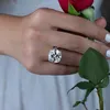 10 mm kwadratowy sześcien cyrkonia Pierścienie 925 Srebrny zaręczyny Pierścień ślubna dla kobiet biżuteria imprezowa