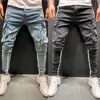 Мужская мода High Street Jeans Side Lakrework повседневная джинсовые джинсы мужские много карманные карандашные брюки Pantalones de Hombre X0621