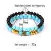 Ссылка цепь 2pcscrown Bracelets Женщины мужчина натуральные камень пара бусинки браслет ювелирные изделия Pulseira masculina bileklik feminina fawn22