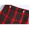 Vintage Women Elegant Tweed Shorts Spring-Autumn Fashion Ladies Red Plaid Patchwork Female Chic 210430