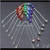 Rock Crystal Quartzo 10StrandLot Atacado Reiki Pendulum Cura Misturado 7 Chakra Gem Pedra Beads Cadeia Acessórios Encantos Colorido Qylo Ctgh