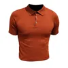 Koszulki z dzianiny z dzianiny z dzianiny Koszulki z krótkim rękawem Koszulki z krótkim rękawem Business Casual Men Clothing Slim Office Social Tee Topy 210527