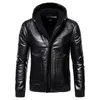Men Winter Hooded Leather Jackets Thicker Warm PU And Coats Good Quality Slim Fit Black Lether 5XL Men039s Fur Faux3550642