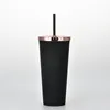 700ml Universal Tumblery Modne Różowe Złoto Zakryte Frosted Coffee Cups Double Plastic Słomy Puchar JJA65 Sea Shipping
