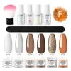 Juego de brochas para polvo para inmersión de uñas, Kit de manicura para uñas brillantes con purpurina francesa, varios colores de larga duración