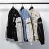 Herenjas rits katoen vintage honkbal patches mouwen zakken extra grote losse streetwear jas mannen vrouwen kleding 210601