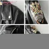 Aelegantmis Autumn Black Vintage Embroidery Pu Leather Jacket Women Fashion Street Faux Biker Soft Moto Outerwear 210607