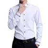 Разборчивая повседневная социальная формальная футболка мужская рубашка с длинным рукавом Бизнес стройное офисное мужское хлопок мужское платье S белый 4XL 5XL 210626