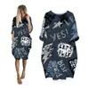 Robes décontractées robe mi-longue chemises femme Graffiti 3d imprimé mode Harajuku à manches longues femmes chauve-souris grande taille Hip Hop vêtements