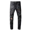 20ss мужские дизайнерские джинсы огорчены разорванный байкер тонкий подходящий мотоцикл джинсовые для мужчин высочайшее качество моды джинсовые штаны заливают Hommes # 805