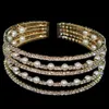 Prezzo all'ingrosso Q0719 dei braccialetti registrabili del polsino del Strass del regalo dei gioielli del braccialetto della signora Elegant Crystal Pearl Bangle Bangle