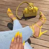 High Heel Sandals Women Elegant Ankle Strap Pumps Classics Super Thin Heel Dress Shoes Fashion White Black Yellow Colorful Party Heels Slippers