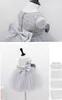 Bedövning Silver Flower Grils Dresses Shining Sequins Top Plats Tulle Ball Gown Girls Party Zipper Back