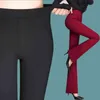 Женские брюки хлопок полная прокатная пуговица Формальные брюки для карандашей Женщины с высокой талией худые женские брюки 3 цвета плюс размер 210412