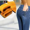 Jeans caldi invernali in cashmere Donna con jeans neri a vita alta per ragazze Stretching Jeans skinny pantaloni a matita Large Size 26 32 210412